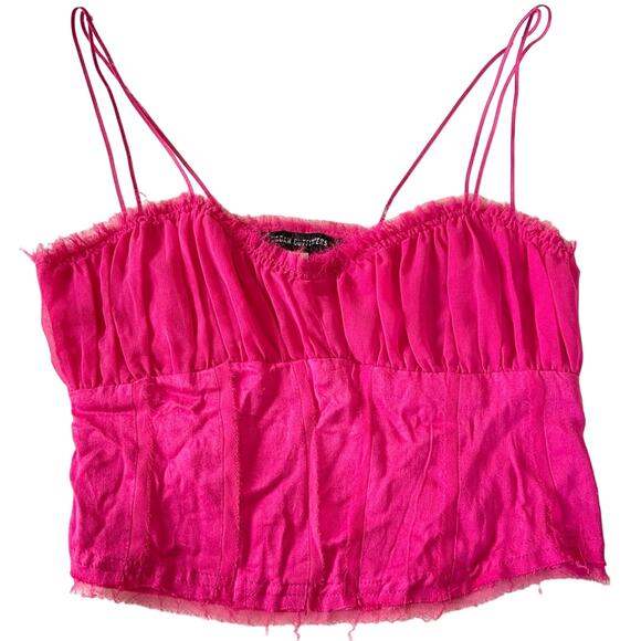 Urban Outfitters Pink Crop Tank Ronny Corset Style Cropped Top Medium Retail $55 - Picture 3 of 11